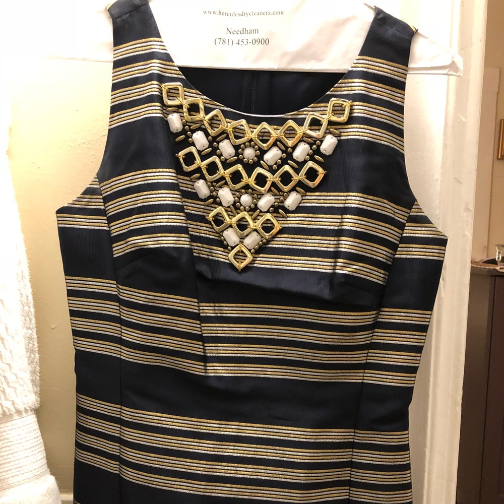 Lilly Pulitzer navy gold A line dress size 0